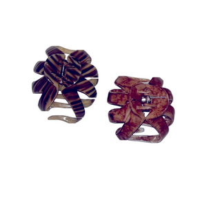 Set of Two Hair Claw Clips in Brown and Tan